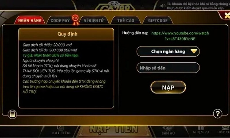 Go789 club - Thiên đường giải trí dành cho anh em năm 2024 3 Hướng dẫn cách nạp tiền Go789 club